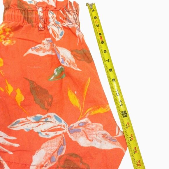 GAP LINEN Shorts Sz S ORANGE Tropical Pull-On Floral Boxy Beach Travel Coastal - Picture 10 of 10